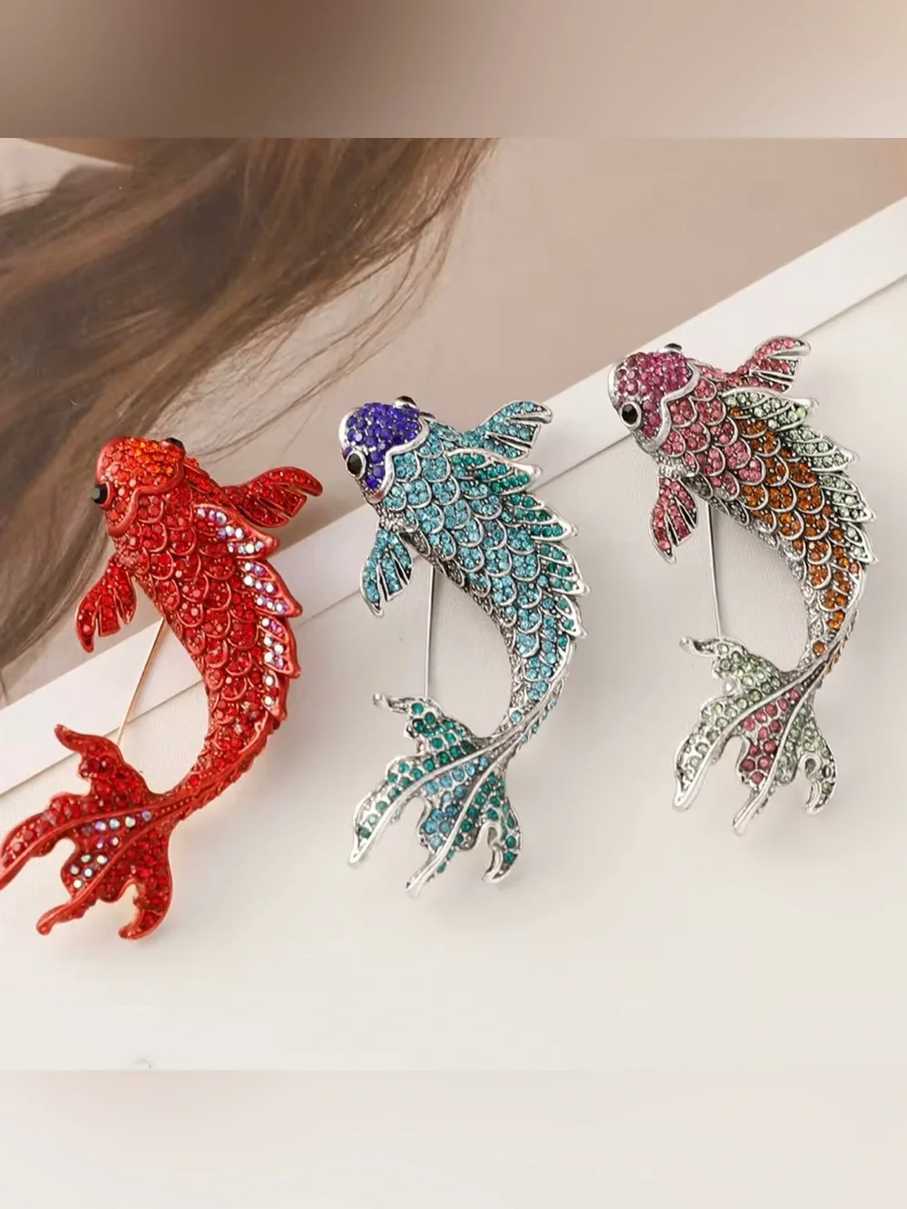 Betsey Johnson Teal & Blue Crystal Fish Brooch Pin All 3 colors are available